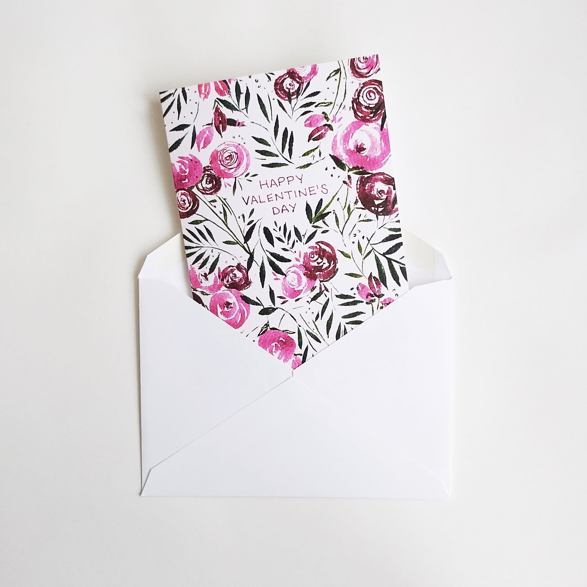 Five Patch Design Tossed Roses Valentine's Greeting Card with Envelope