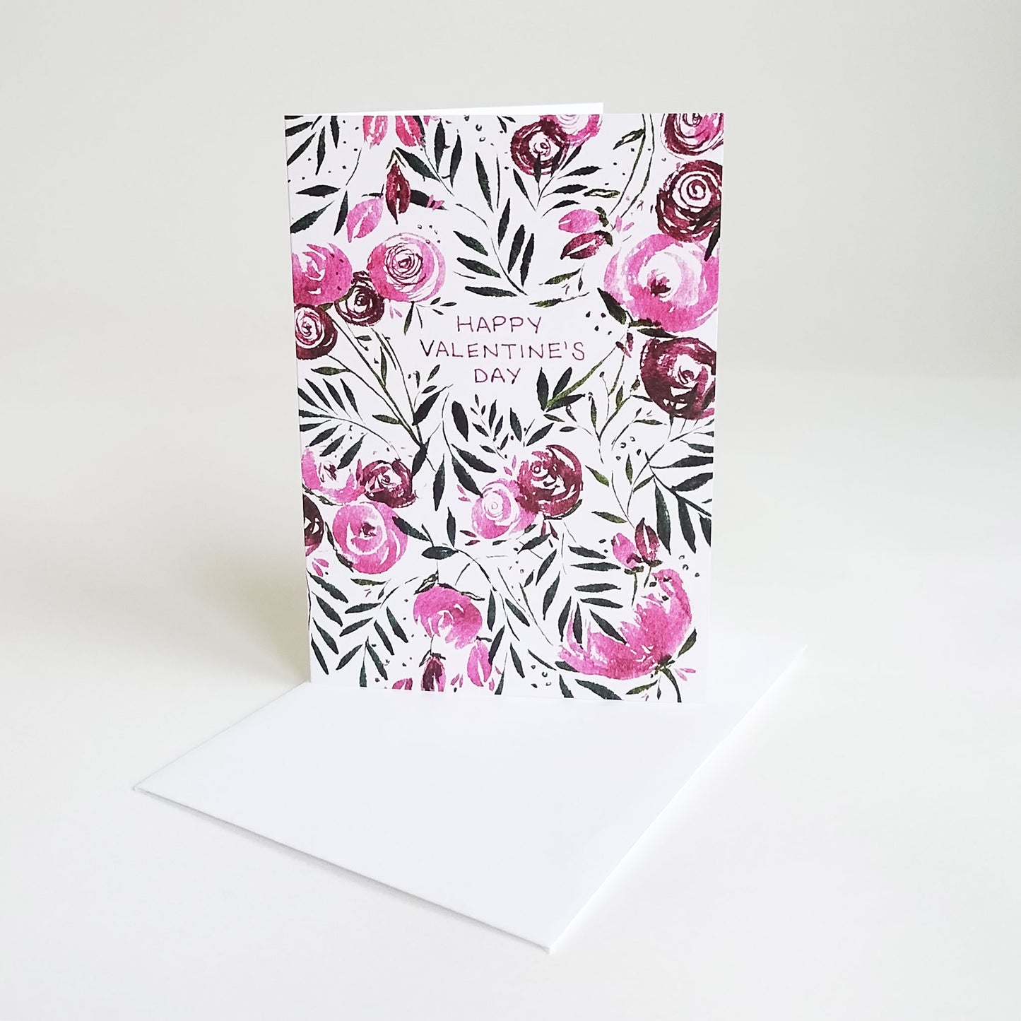 Five Patch Design Tossed Roses Valentine's Greeting Card with Envelope