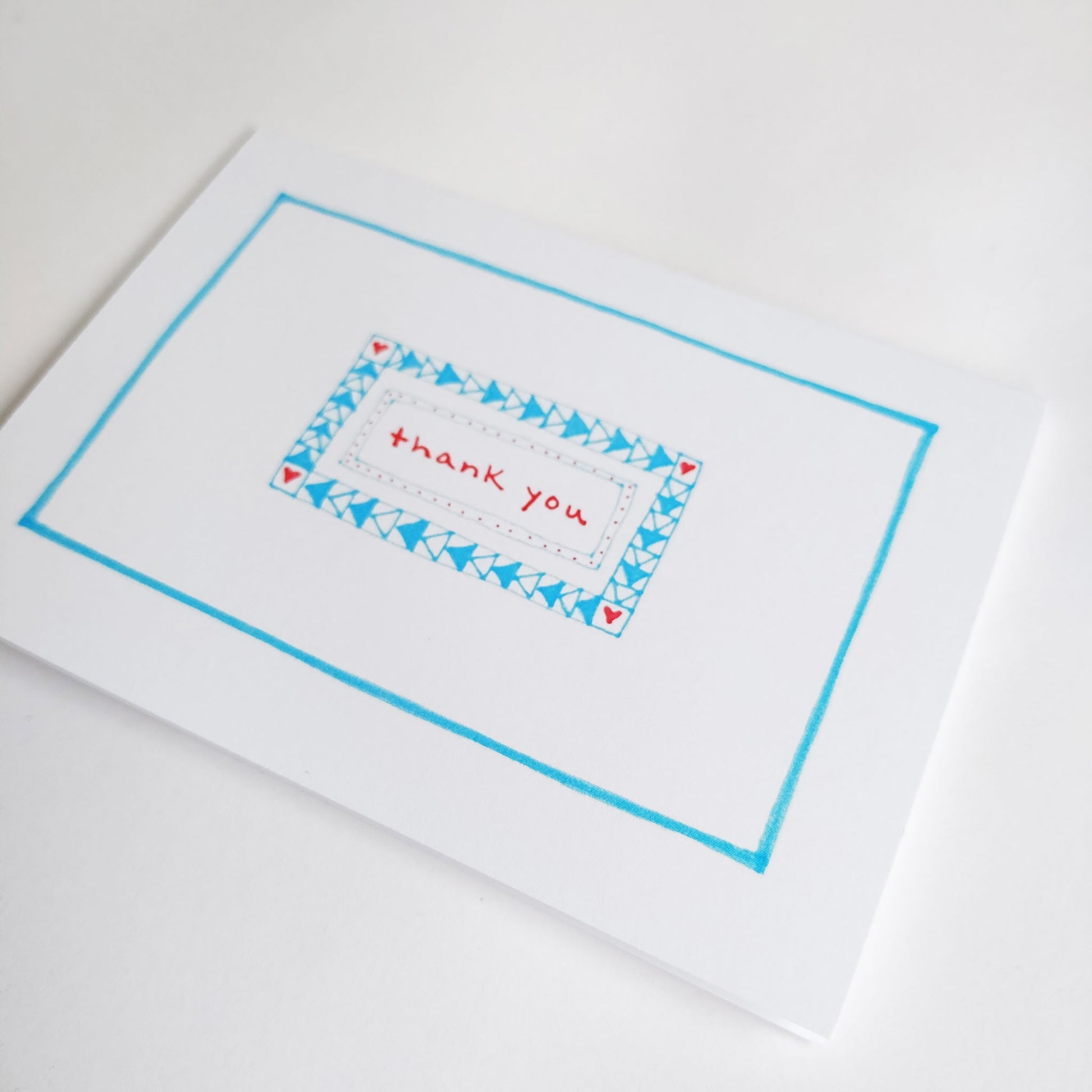 Five Patch Design Red and Blue Simple Thank You Greeting Card