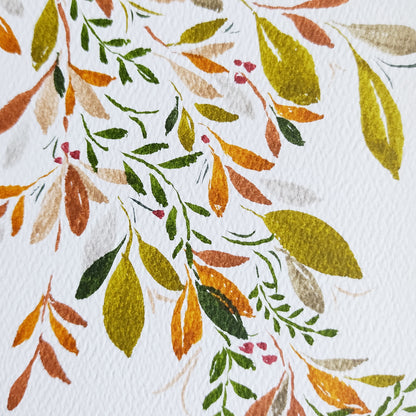 Five Patch Design Original Cascading Leaves Greeting Card close up