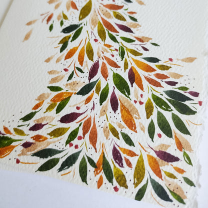 Five Patch Design Original Falling Leaves Greeting Card close up